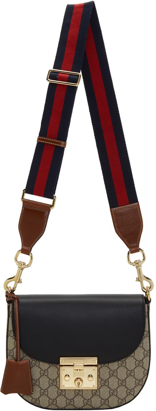 Gucci Padlock Saddle Medium Leathertrimmed Coatedcanvas Shoulder Bag