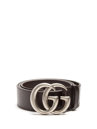Gucci Gg 4cm Leather Belt In Brown