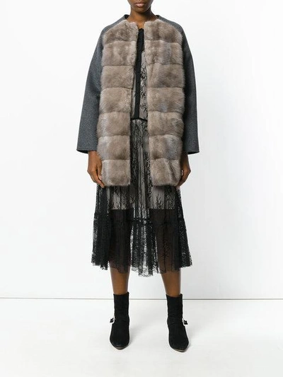 Shop P.a.r.o.s.h . Fur Panelled Jacket - Grey