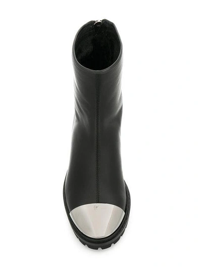 Shop Giuseppe Zanotti Design Silver Tone Hardware Boots - Black