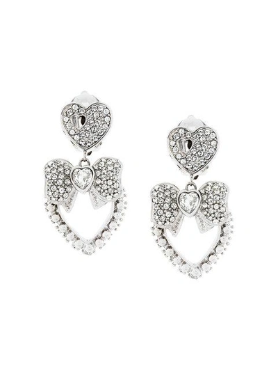 Shop Dolce & Gabbana Bow Heart Clip In Metallic