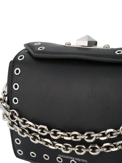Shop Alexander Mcqueen Black Eyelet Box Mini Leather Bag