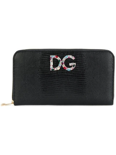 Shop Dolce & Gabbana Logo Zip Around Purse In Black