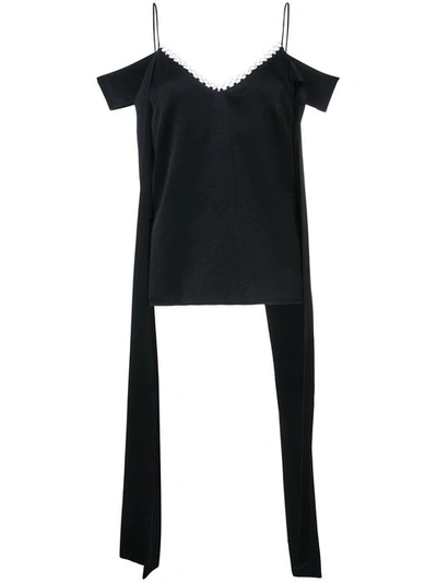 Ellery 'beaumont' Chain V-neck Tie Sleeve Satin Camisole In Black
