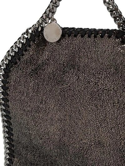 Shop Stella Mccartney Mini Metallic Pewter Falabella Shoulder Bag In Black