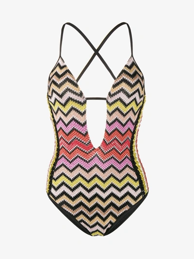 Shop Missoni Mare Cut Out Swimsuit In Multicolour