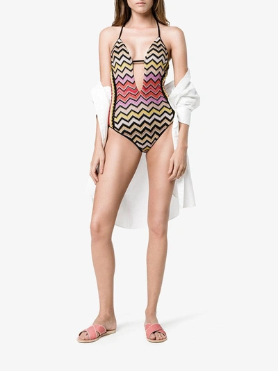 Shop Missoni Mare Cut Out Swimsuit In Multicolour