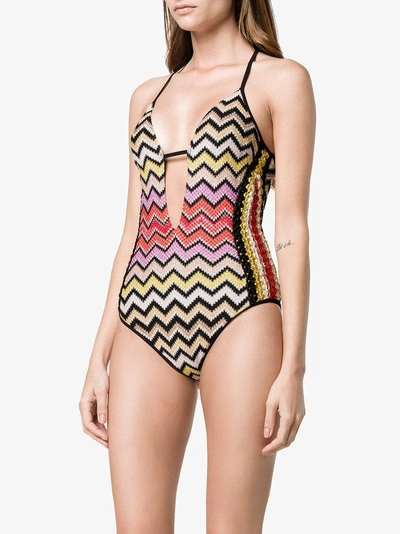 Shop Missoni Mare Cut Out Swimsuit In Multicolour