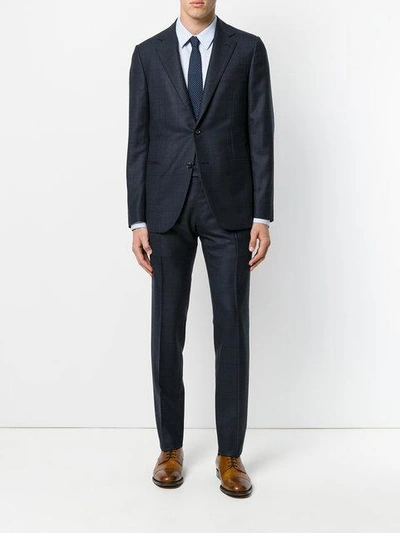 Shop Caruso Checked Two Piece Suit - Blue