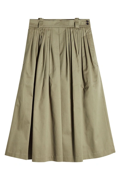Golden Goose Midi Skirt With Cotton And Fleece Wool In Green
