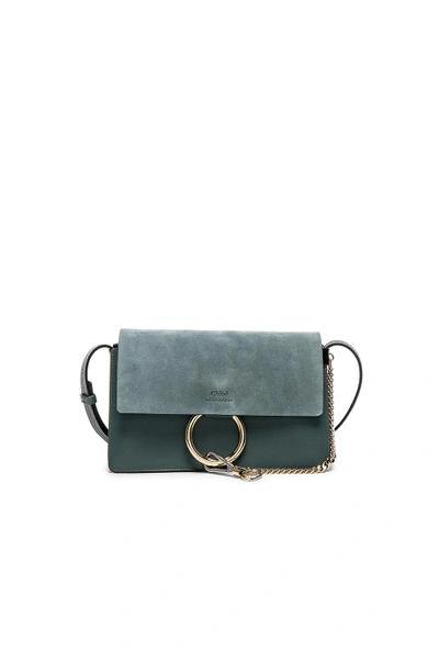 Shop Chloé Small Faye Suede & Calfskin Shoulder Bag In Blue. In Cloudy Blue