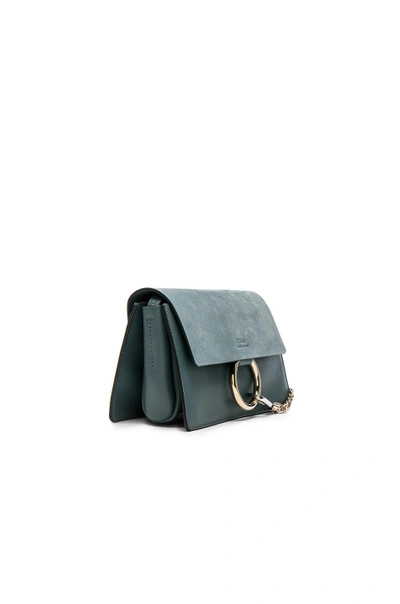 Shop Chloé Small Faye Suede & Calfskin Shoulder Bag In Blue. In Cloudy Blue