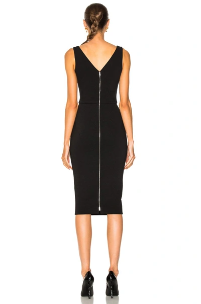 Shop Victoria Beckham Matte Heavy Rib Jersey Drape Cami Curve Fitted Dress In Black