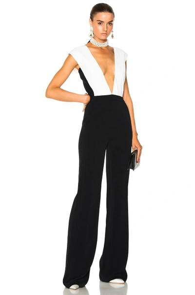 Shop Mugler Plissee Jumpsuit In Black,white