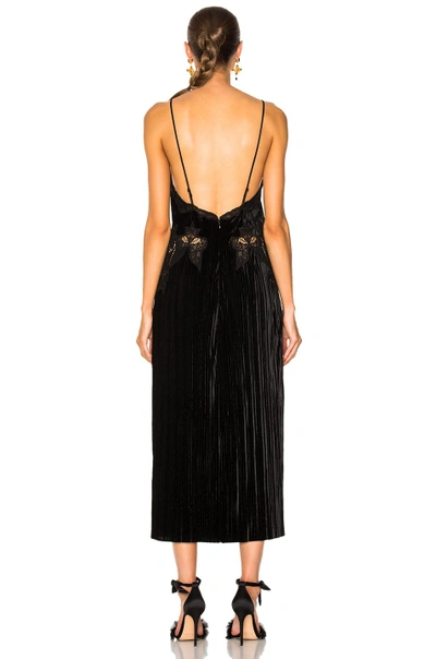 Shop Jonathan Simkhai Crinkled Velvet Applique Deep V Midi Dress In Black
