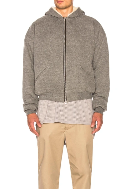 Shop Fear Of God Heavy Terry Alpaca Hoodie In Gray