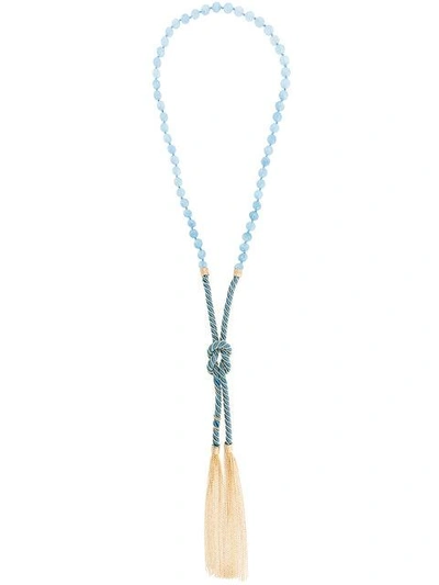 Shop Rosantica Pace Beaded Tassel Necklace In Blue