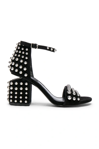 Shop Alexander Wang Studded Suede Abby Sandals In Black