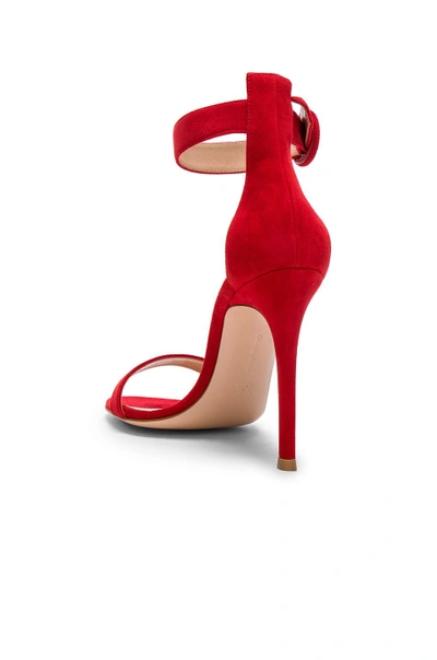 Shop Gianvito Rossi Suede Portofino Heels In Red