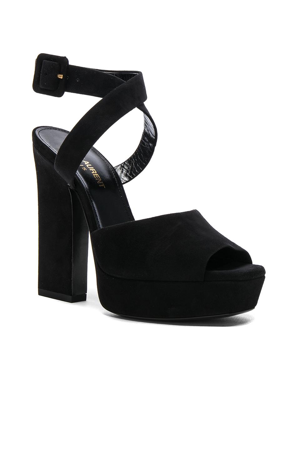 Saint Laurent Debbie Platform Sandals In Black | ModeSens