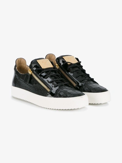 Shop Giuseppe Zanotti Design Black Patent Frankie Sneakers