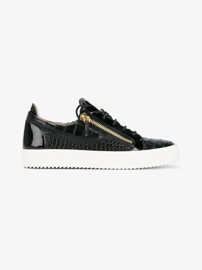 Shop Giuseppe Zanotti Design Black Patent Frankie Sneakers