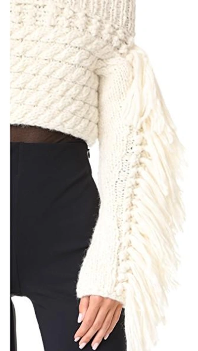 Shop Philosophy Di Lorenzo Serafini Fringe Crop Sweater In Ivory