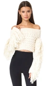 PHILOSOPHY DI LORENZO SERAFINI FRINGE CROP SWEATER