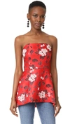 ALICE AND OLIVIA DUNCAN STRAPLESS HIGH LOW PEPLUM TOP
