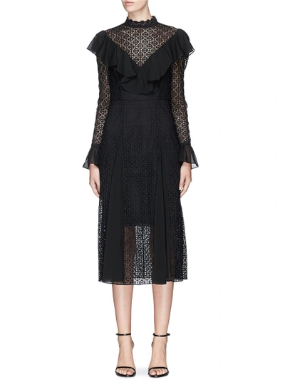 Shop Temperley London 'prairie' Geometric Lace And Chiffon Dress