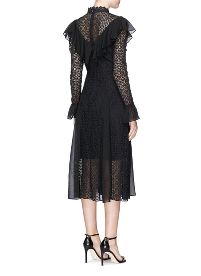 Shop Temperley London 'prairie' Geometric Lace And Chiffon Dress