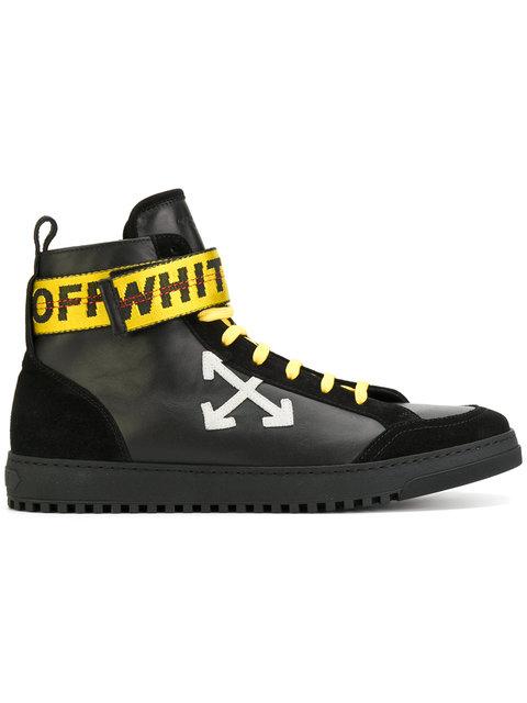 Off-white Security Leather High-top Trainers In Black & White | ModeSens