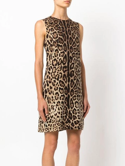 Shop Dolce & Gabbana Leopard Print Shift Dress - Brown