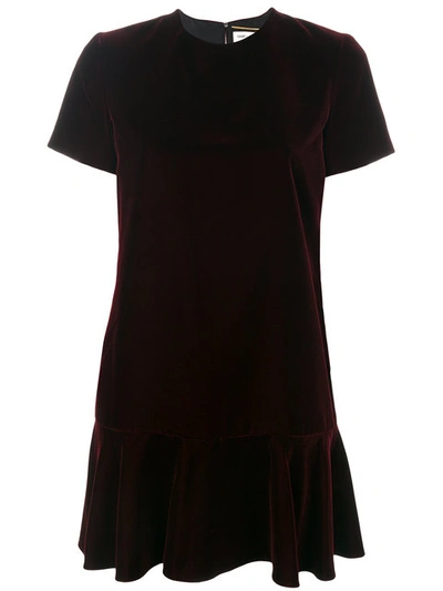 Shop Saint Laurent Short Sleeve Shift Dress - Red