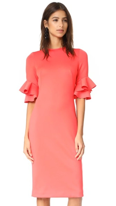 Black Halo Josie Ruffled-sleeves Sheath Cocktail Dress In Canyon Coral