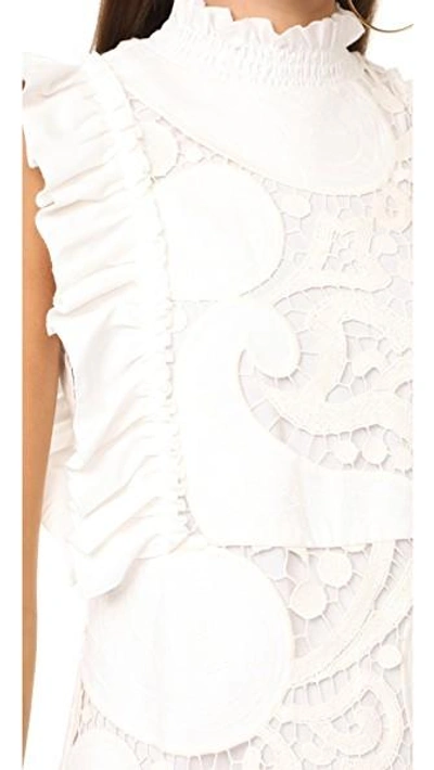 Shop See By Chloé Ruffle Neck Eyelet Dress In Natural White
