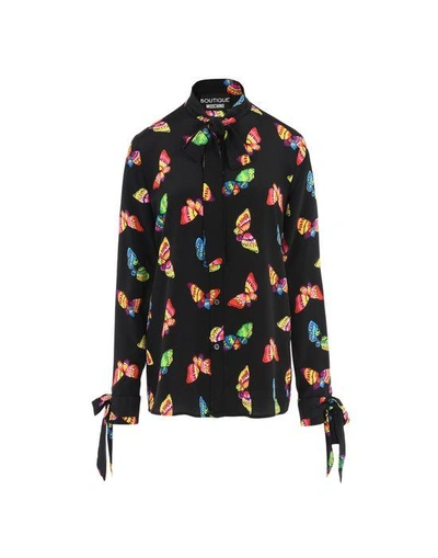 Shop Boutique Moschino Long Sleeve Shirts In Black