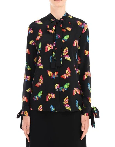 Shop Boutique Moschino Long Sleeve Shirts In Black