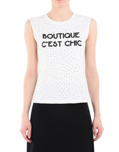 Shop Boutique Moschino Sleeveless T-shirts In White