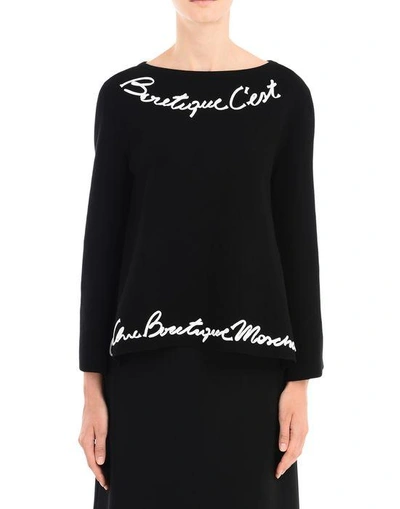 Shop Boutique Moschino Long Sleeve Sweaters In Black
