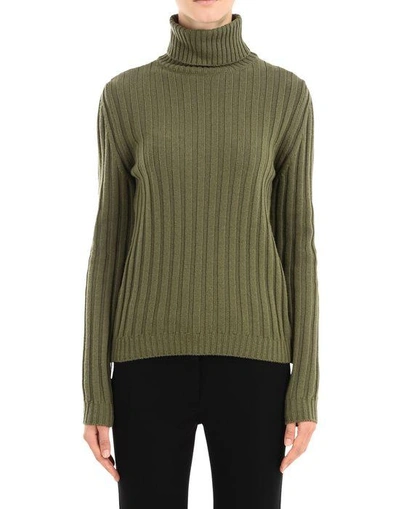 Shop Moschino Long Sleeve Sweaters In Military Green