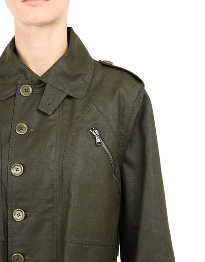 Shop Moschino Full-length Jackets In Military Green