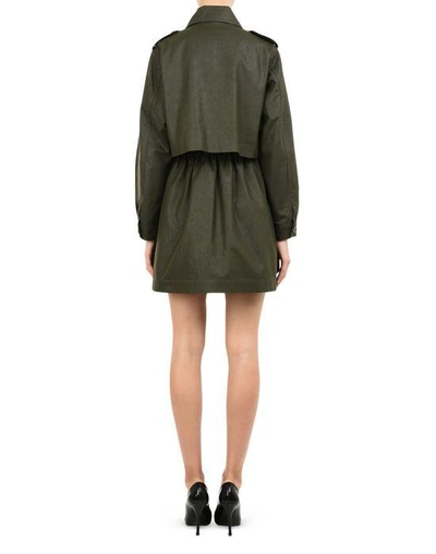 Shop Moschino Full-length Jackets In Military Green
