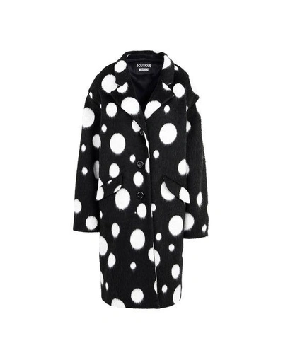 Shop Boutique Moschino Coats In Black