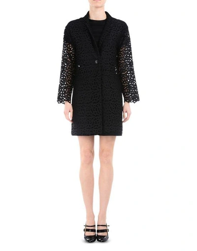 Shop Boutique Moschino Coats In Black