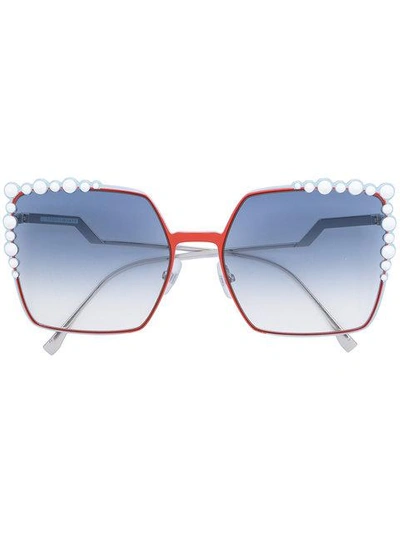 Shop Fendi Embellished Sunglasses In Metallic