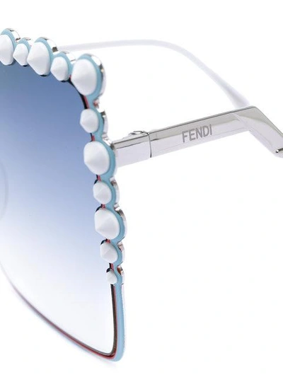 Shop Fendi Embellished Sunglasses In Metallic