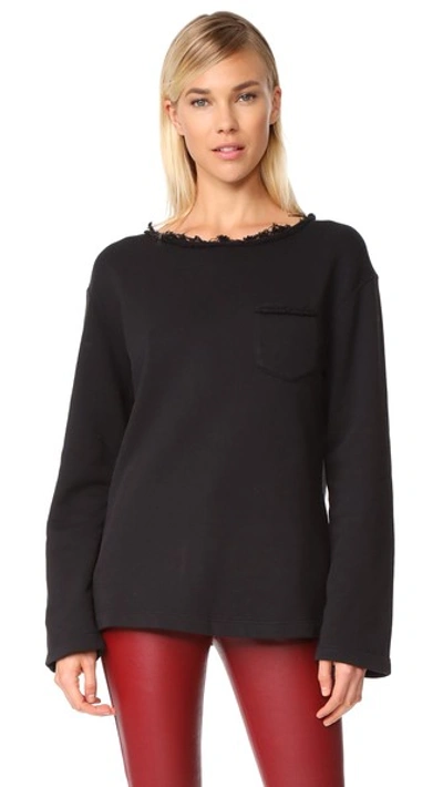 Shop Helmut Lang Raw Detail Sweatshirt In Black
