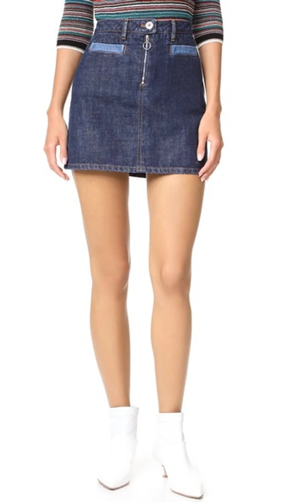 Courrèges Opening Ceremony Indigo Denim Mini Skirt In Washed Out Blue