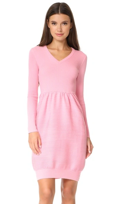 Boutique Moschino Long Sleeve V-neck Dress In Light Pink